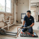 Professional plumber installing a residential plumbing system with properly positioned water supply and drainage pipes.
